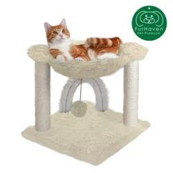 FurHaven Pet Products Tiger Tough Plush Cat Hammock, Cream