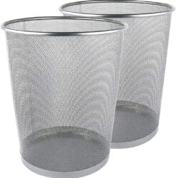 Greenco Mesh Wastebasket Trash Can, 6 gal, Silver, 2 Pack