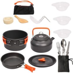 Camping Cookware Set, GIUGT 15Pcs Portable Aluminium Camping Cooking Set