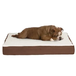 Orthopedic Dog Bed – 2-Layer Memory Foam Dog Bed with Machine Washable Sherpa Cover