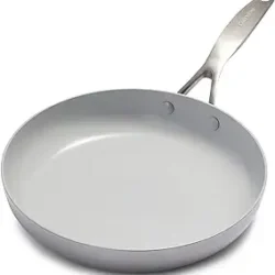 GreenPan Venice Pro Tri-Ply Stainless Steel Healthy Ceramic Nonstick 10″ Frying Pan Skillet, PFAS-Free, Multi Clad, Induction, Dishwasher Safe, Oven Safe, Silver