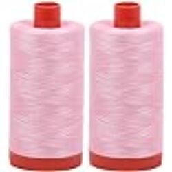 2-Pack – Aurifil 50WT – Baby Pink (2423) Solid – Mako Cotton Thread – 1422 Yards Each2