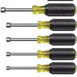 Klein Tools 631M Tool Set, Magnetic Nut Drivers Sizes 3/16, 1/4, 5/16, 11/32, 3/8, 7/16 and 1/2-Inch on 3-Inch Full Hollow Shaft, 7-Piece