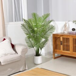 2 Pack Artificial Tree 5 Feet Faux Green Areca Palm Plant with Woven Seagrass