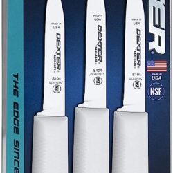 Dexter-Russell 3 pack of 3¼”Paring Knives, S104-3PCP, SANI-SAFE Series, Silver, White