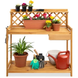 Best Choice Products Outdoor Wooden Garden Potting Bench