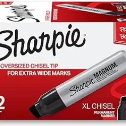SHARPIE Magnum Permanent Markers, Chisel Tip, Black, Pack of 12