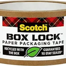 Scotch Box Lock Paper Packing Tape, Kraft Brown, Extreme Grip Kraft Paper Tape That Recycles With the Box, Holiday Shipping Supplies, 1.88 in. x 25 yd., 8 Tape Rolls