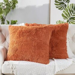 Home Soft Things Shaggy Pillow Shell 2 Piece Set – Burnt Orange – 26″ x 26″