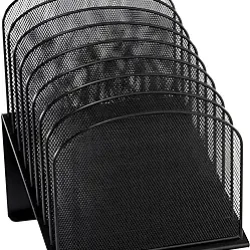 Safco Products Onyx Mesh 8-Tier Vertical Desktop Organizer 3258BL, Black Powder Coat Finish, Durable Steel Mesh Construction, Space-Saving Functionality