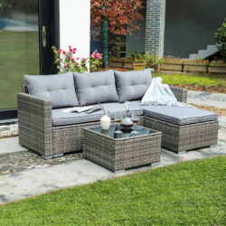 JOIVI Patio Conversation Set, PE Wicker Rattan Outdoor Furniture Set