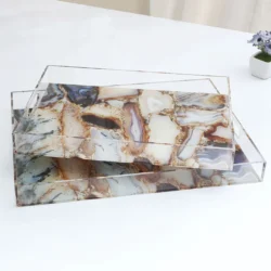 Pair of Marble Pattern Modern Acrylic Serving Tray
