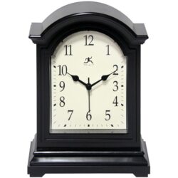 Infinity Instruments 9″ x 9″ Black Analog Semi-Rectangle Traditional Tabletop Clock