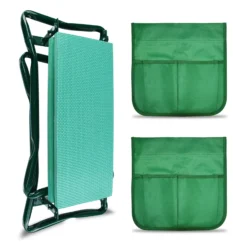 Lockways Folding Garden Kneeler Seat Portable Garden Stool with 2 Tool Pouches