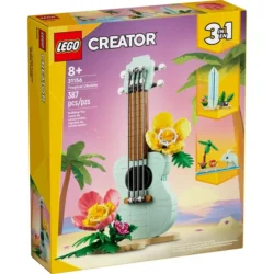 LEGO Creator 3 in 1 Tropical Ukulele Instrument Toy, Transforms from Ukulele to Surfboard Toy to Dolphin Toy, Sea Animal Toy, Beach-Themed Birthday Gift Idea for Girls and Boys Ages 8 and Up, 31156