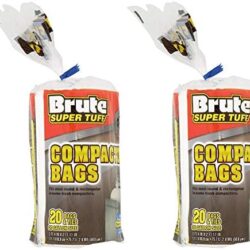 (2 Pack) Brute Super Tuff Heavy Duty 20 Gallon Size Compactor/kitchen Bags – White