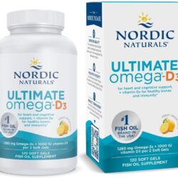 Nordic Naturals Ultimate Omega-D3, Lemon Flavor – 120 Soft Gels – 1280 mg Omega-3 + 1000 IU Vitamin D3 – EPA & DHA – Promotes Brain, Heart, & Immune Health – 60 Servings