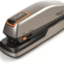 Swingline Electric Stapler, 20 Sheet Capacity, Optima 20, Jam Free, Compact, Automatic or Manual, Plug In or Battery, Orange and Gray (48207)