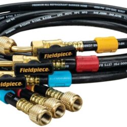 Fieldpiece HR3B Ball Valve Refrigerant Hose Set (3) with Color Tags – 1/4″ x 1/4″ (5′)