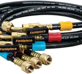 Fieldpiece HR3B Ball Valve Refrigerant Hose Set (3) with Color Tags – 1/4″ x 1/4″ (5′)